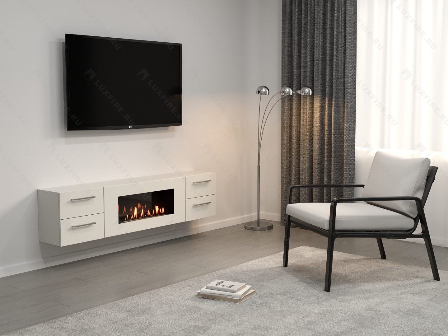 Тумба ТВ Lux Fire "Белая Роза" настенная 1700, с белым биокамином Тумба ТВ Lux Fire "Белая Роза" настенная 1700, с белым биокамином по цене 105 906 руб.