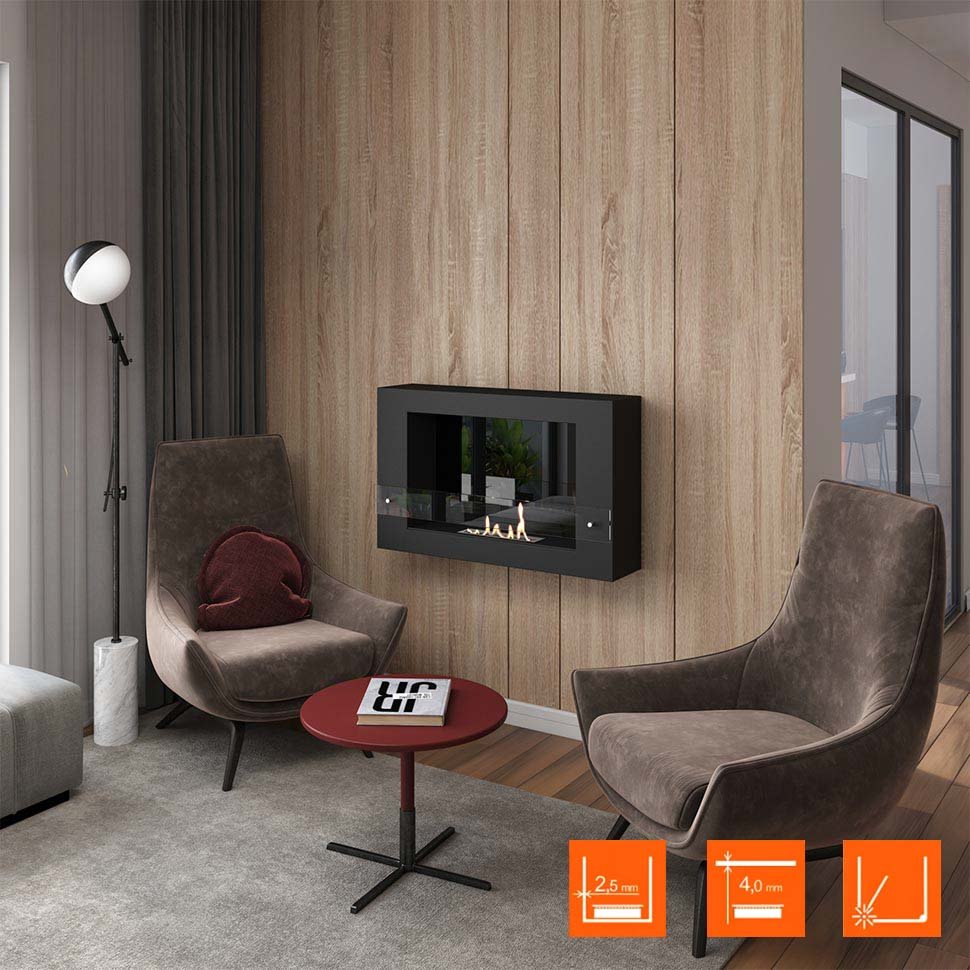 Биокамин SteelHeat WALL LONG 900 LITE черный, стекло, стемалит по цене 33 915 руб.