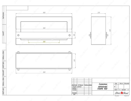 Биокамин напольный SteelHeat FRAME ONE 900 стемалит по цене 48 720 руб.