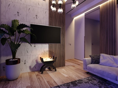 Биокамин напольный "Русский огонь" Санрайз макс чёрный по цене 29 900 руб.